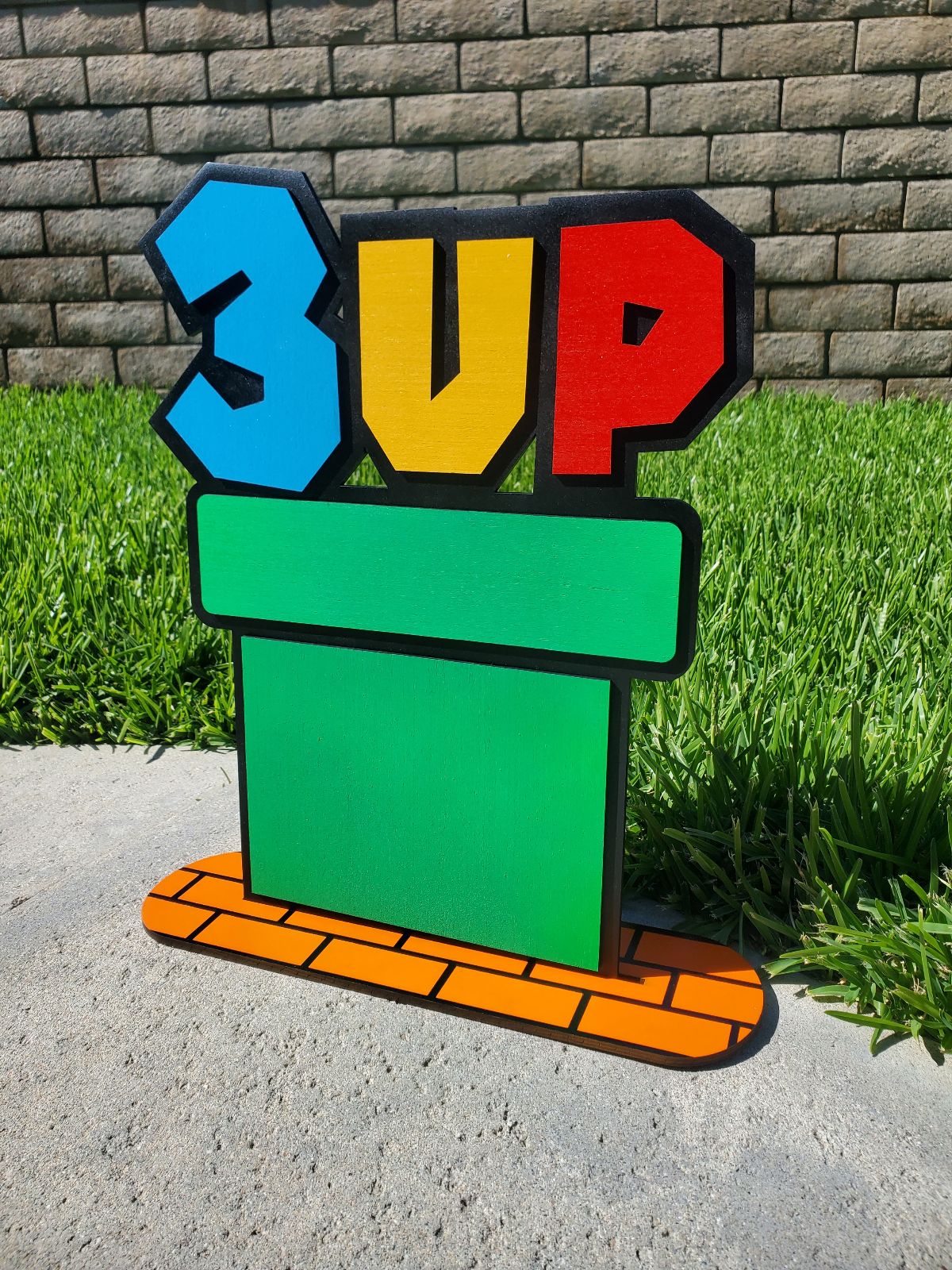 Personalized level up Mario-inspired birthday sign, 1up, 2up, Kids birthday decoration