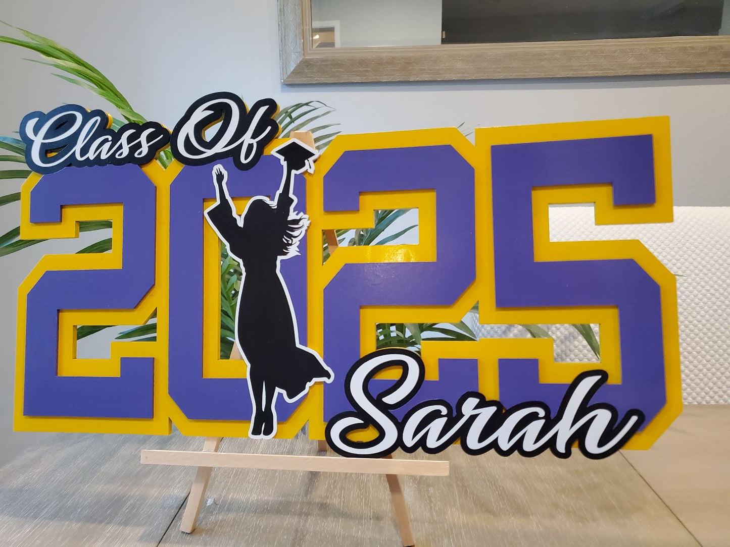 Class of 2025 Personalized Graduation Sign With Girl Silhouette