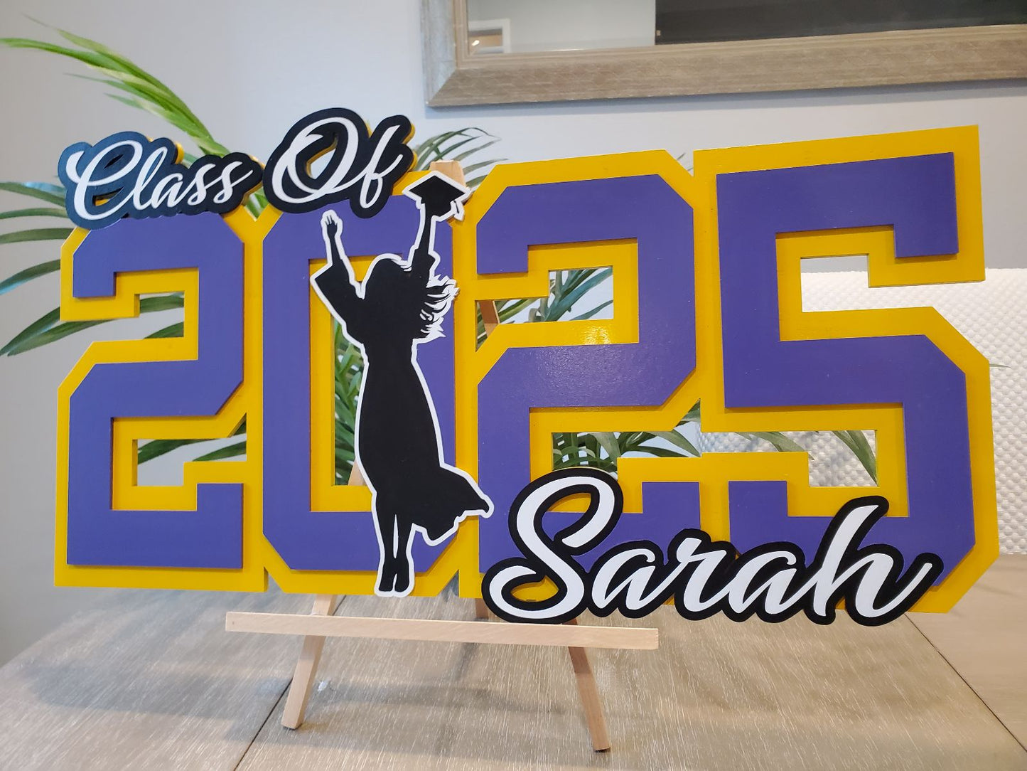 Class of 2025 Personalized Graduation Sign With Girl Silhouette