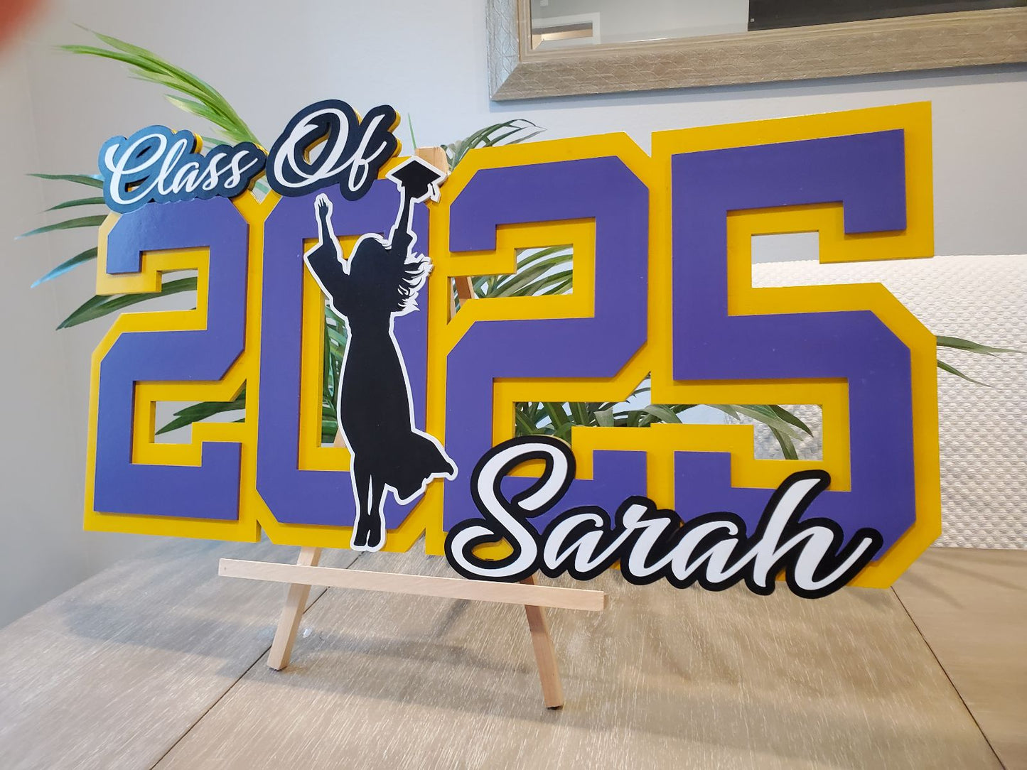 Class of 2025 Personalized Graduation Sign With Girl Silhouette
