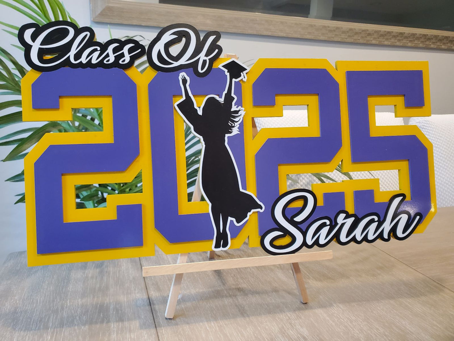 Class of 2025 Personalized Graduation Sign With Girl Silhouette