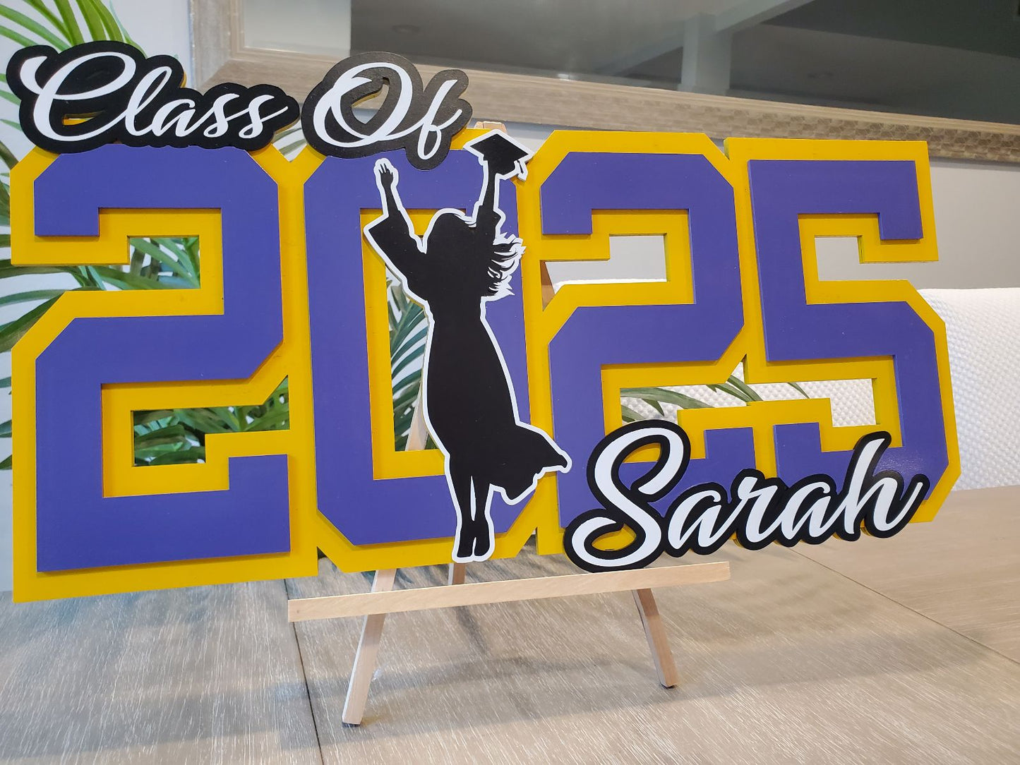 Class of 2025 Personalized Graduation Sign With Girl Silhouette