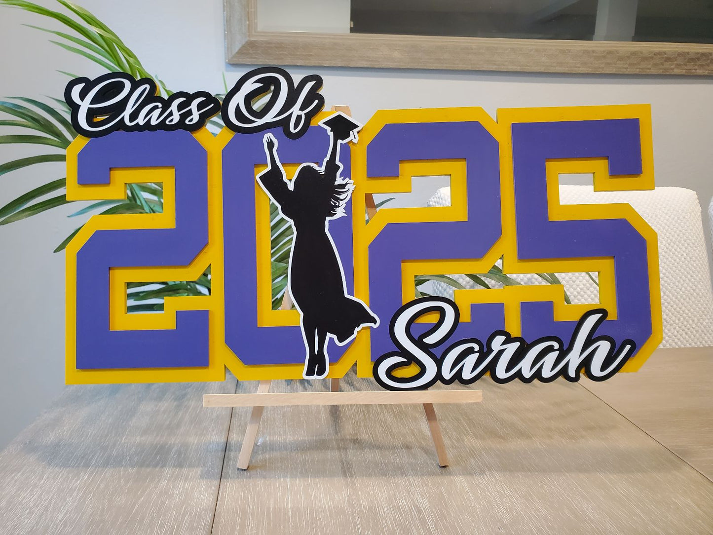 Class of 2025 Personalized Graduation Sign With Girl Silhouette