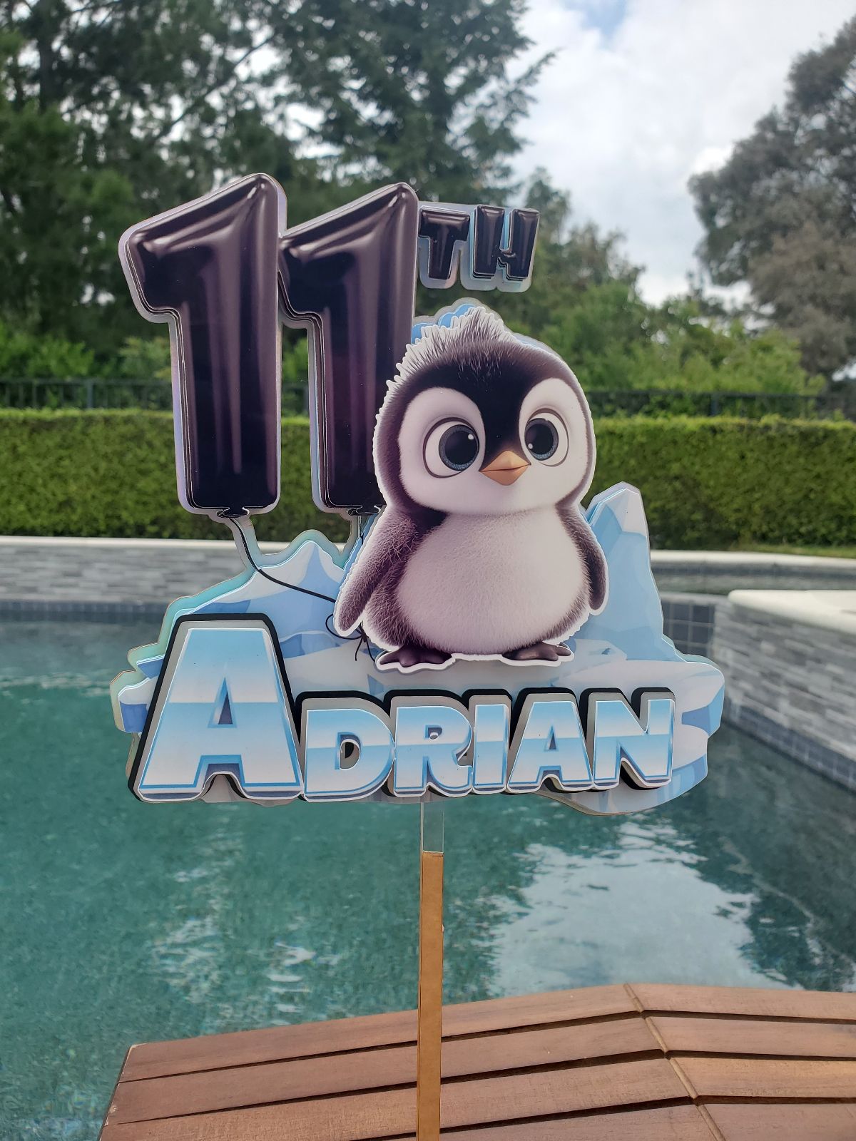 Personalized Penguin Cake Topper