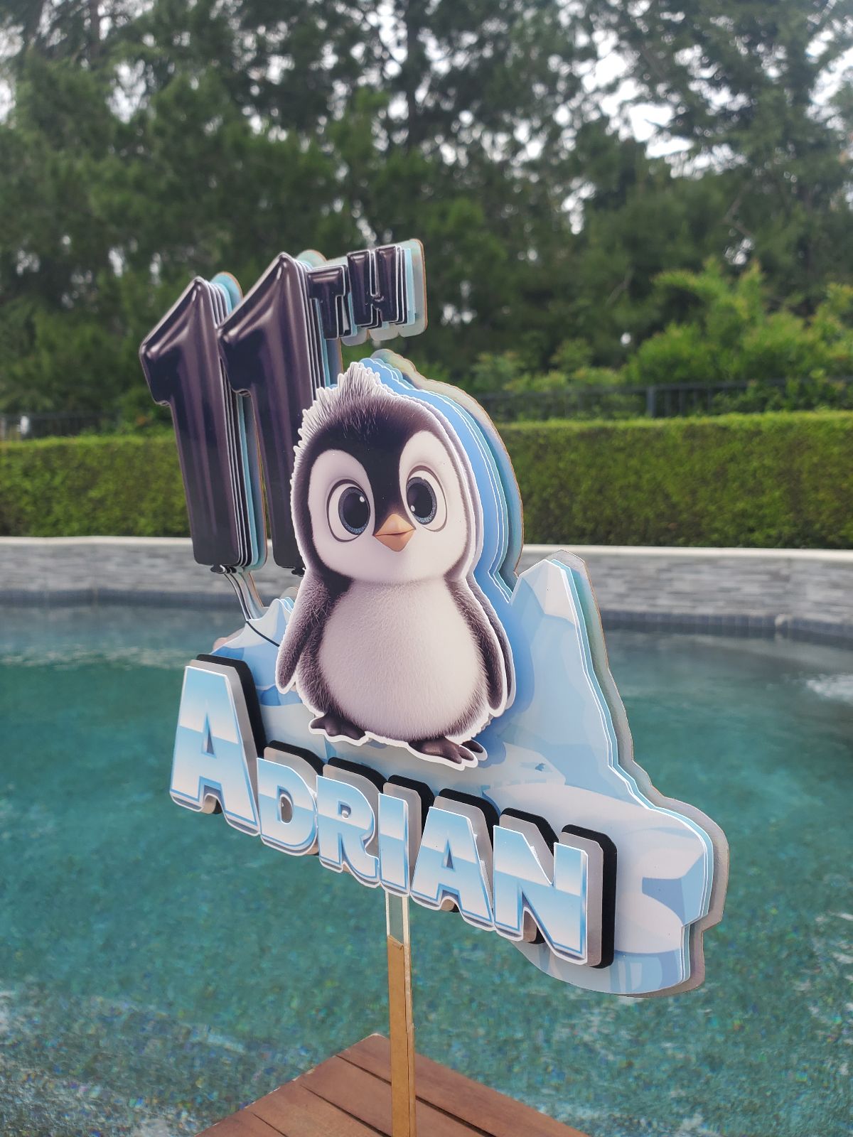 Personalized Penguin Cake Topper