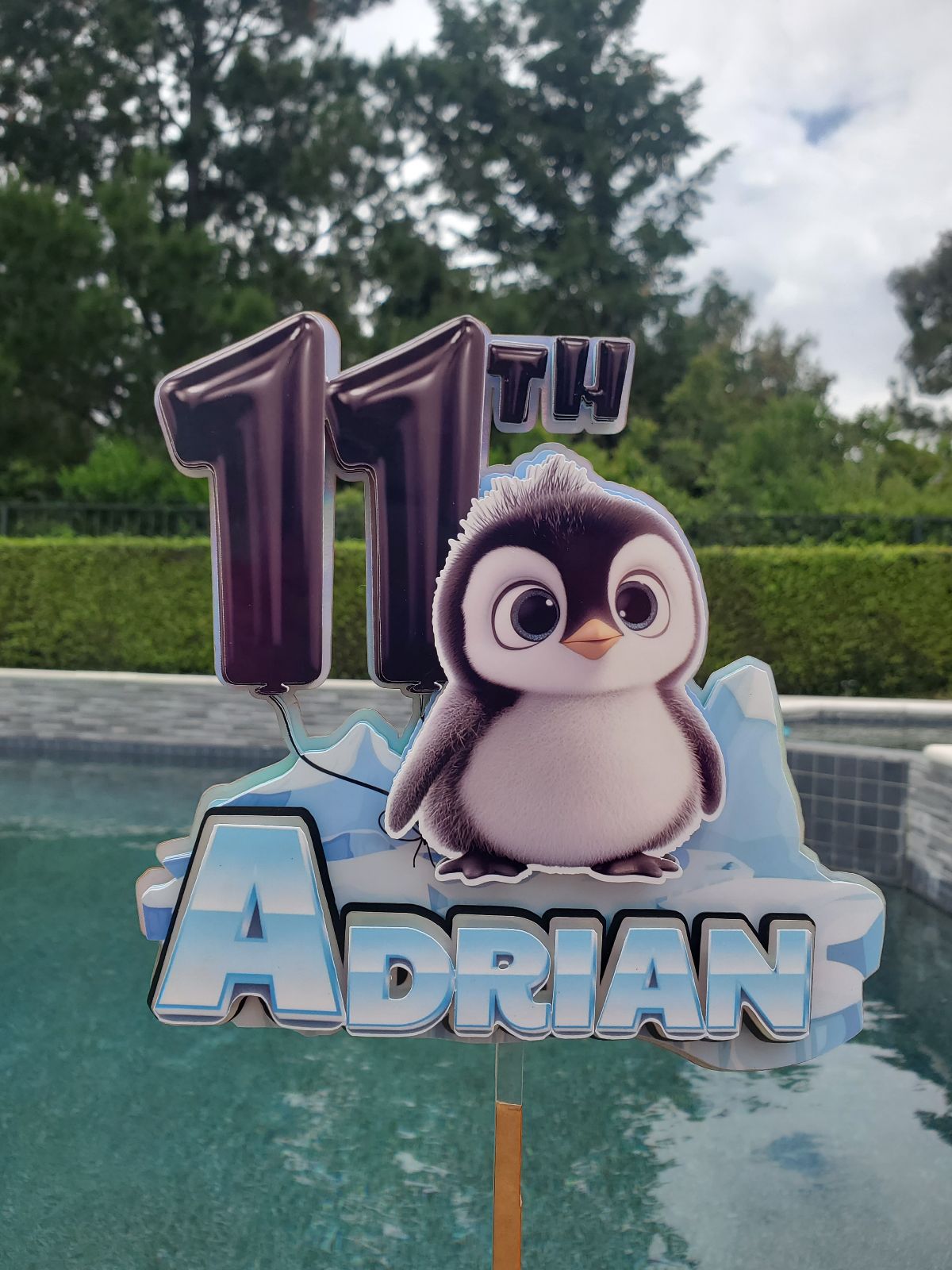 Personalized Penguin Cake Topper
