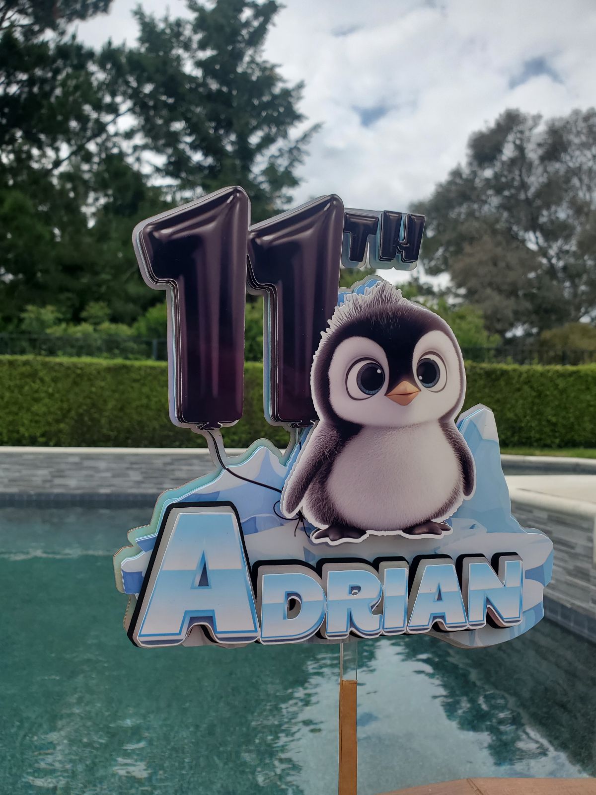 Personalized Penguin Cake Topper
