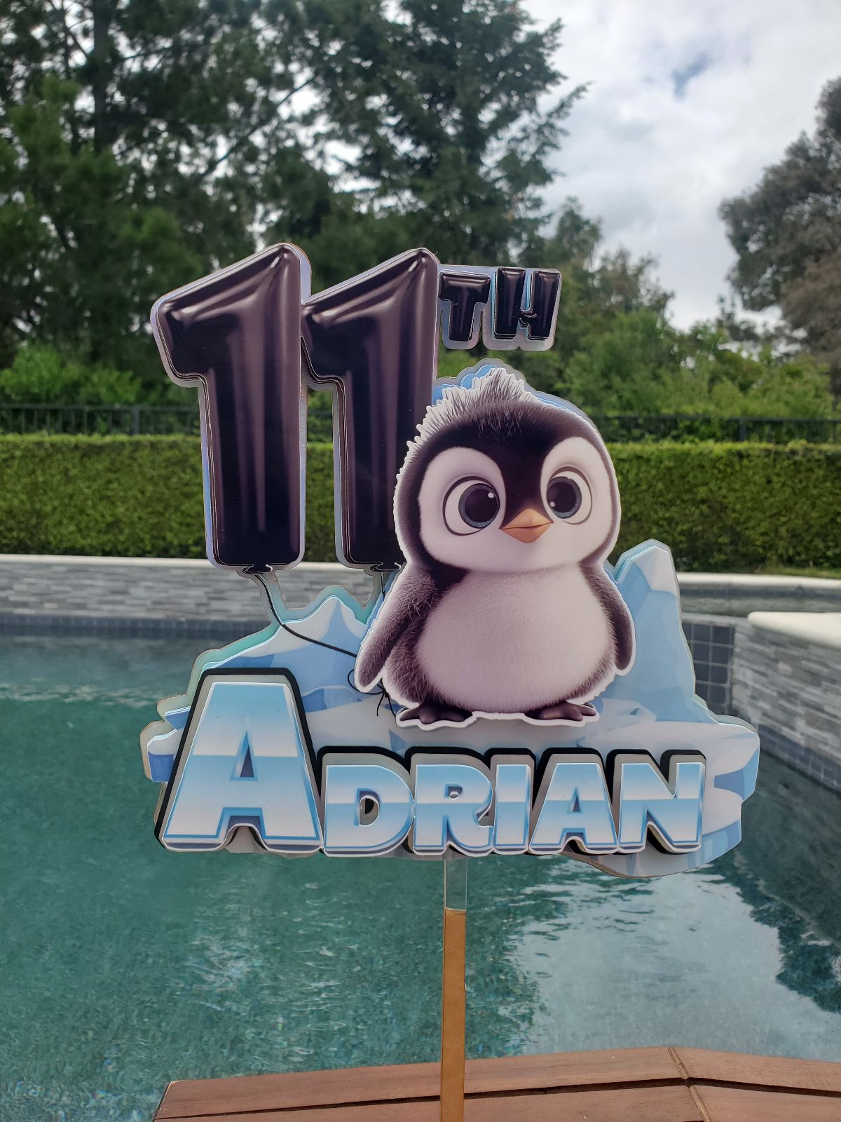 Personalized Penguin Cake Topper