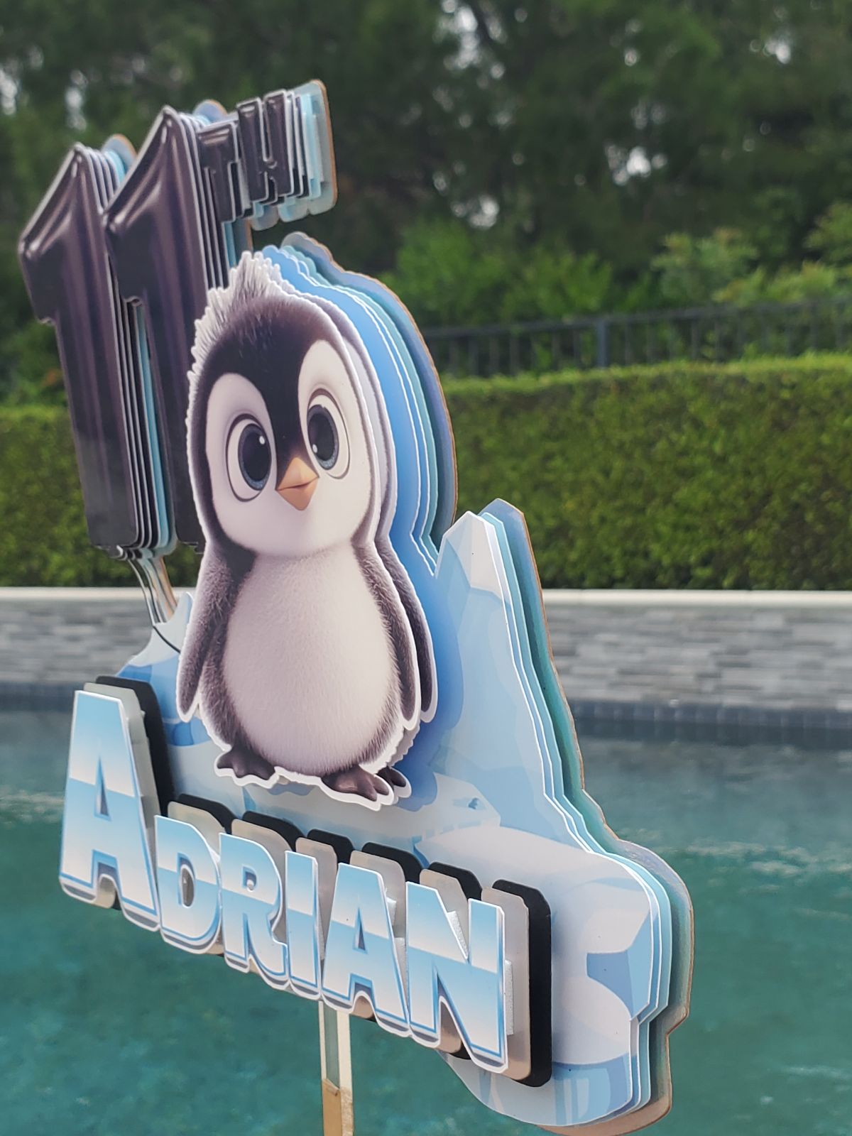 Personalized Penguin Cake Topper