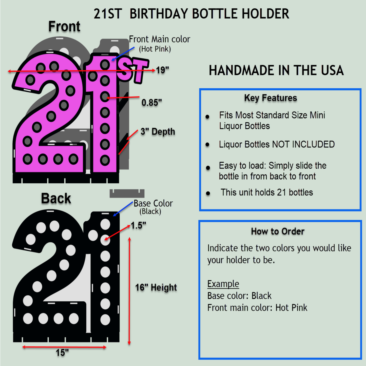 21st Birthday Mini Bottle Holder the Perfect gift for him or her.