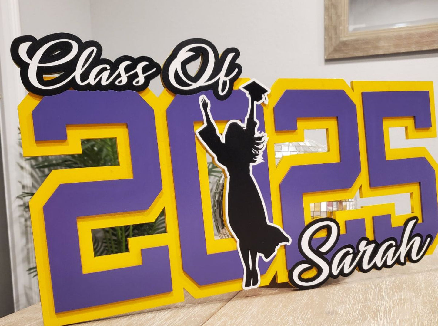 Class of 2025 Personalized Graduation Sign With Girl Silhouette