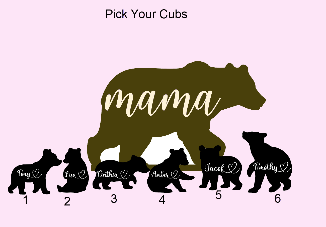 Mama Bear Mother's Day Personalized Gift, Mom Family Gift, Mama Bear And Her Cubs Gifts.