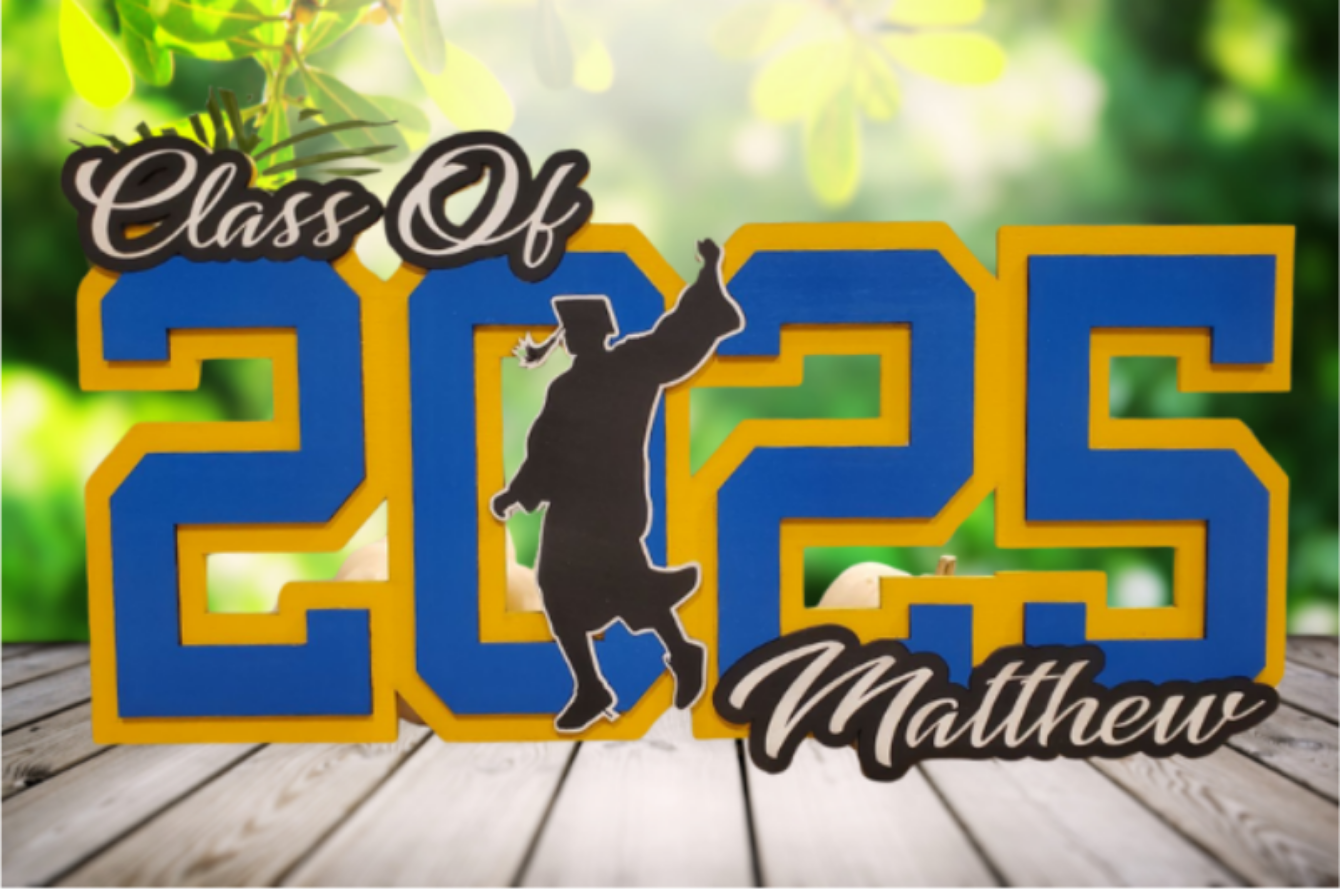 Class of 2025 Personalized Graduation Sign With Grad Silhouette