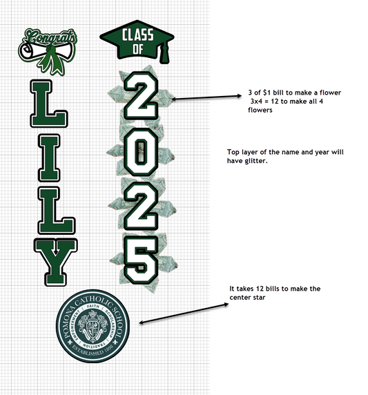 Custom Graduation leis, Pomona Catholic Middle School
