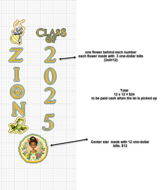 Custom Graduation leis Princess tiana